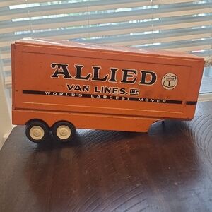 Vintage Allied Van Lines Orange Toy Trailer